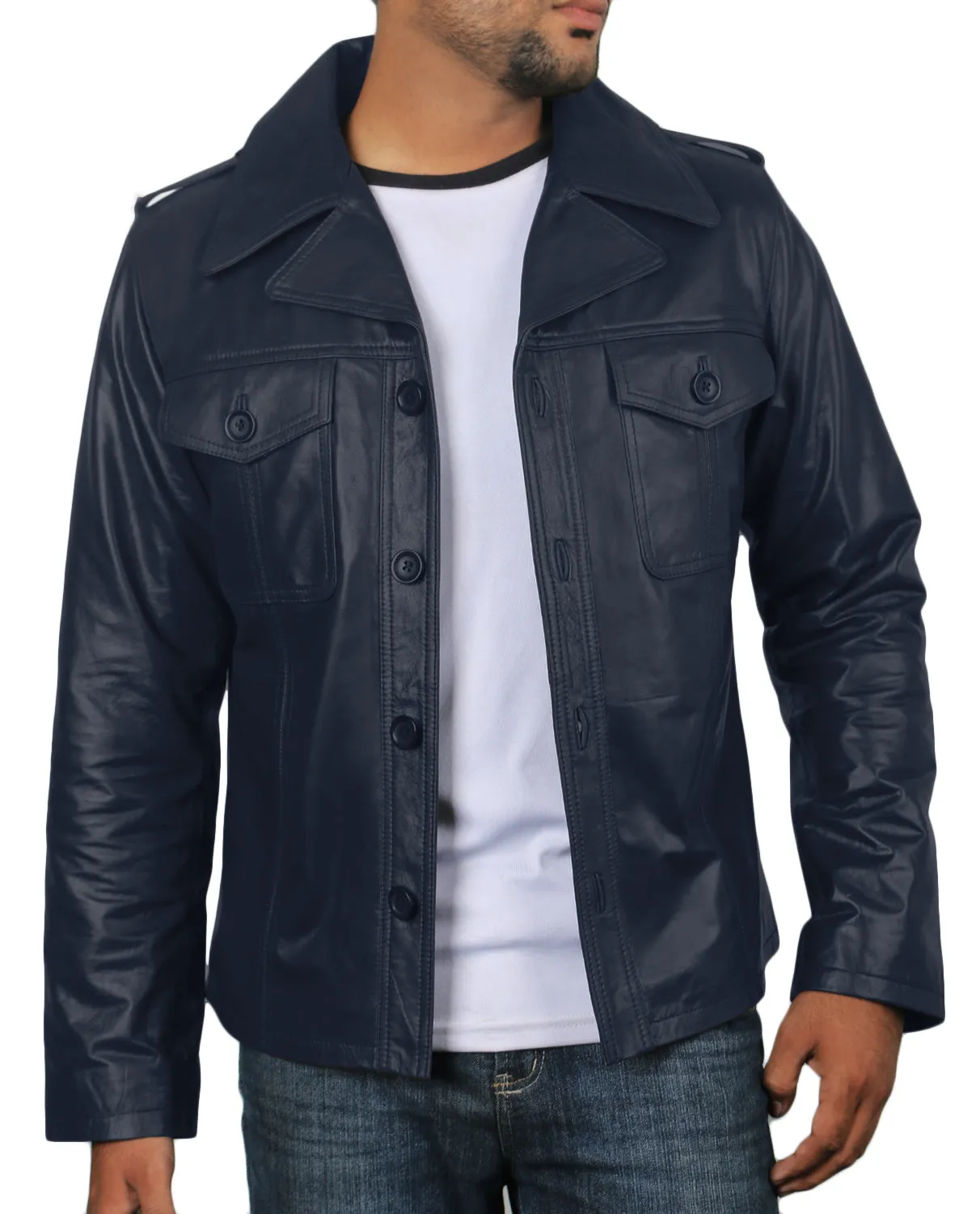 Leather Jackets Hub Mens Genuine Lambskin Leather Coat (Black, Regal Jacket) - 1501108