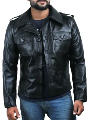 Leather Jackets Hub Mens Genuine Lambskin Leather Coat (Black, Regal Jacket) - 1501108