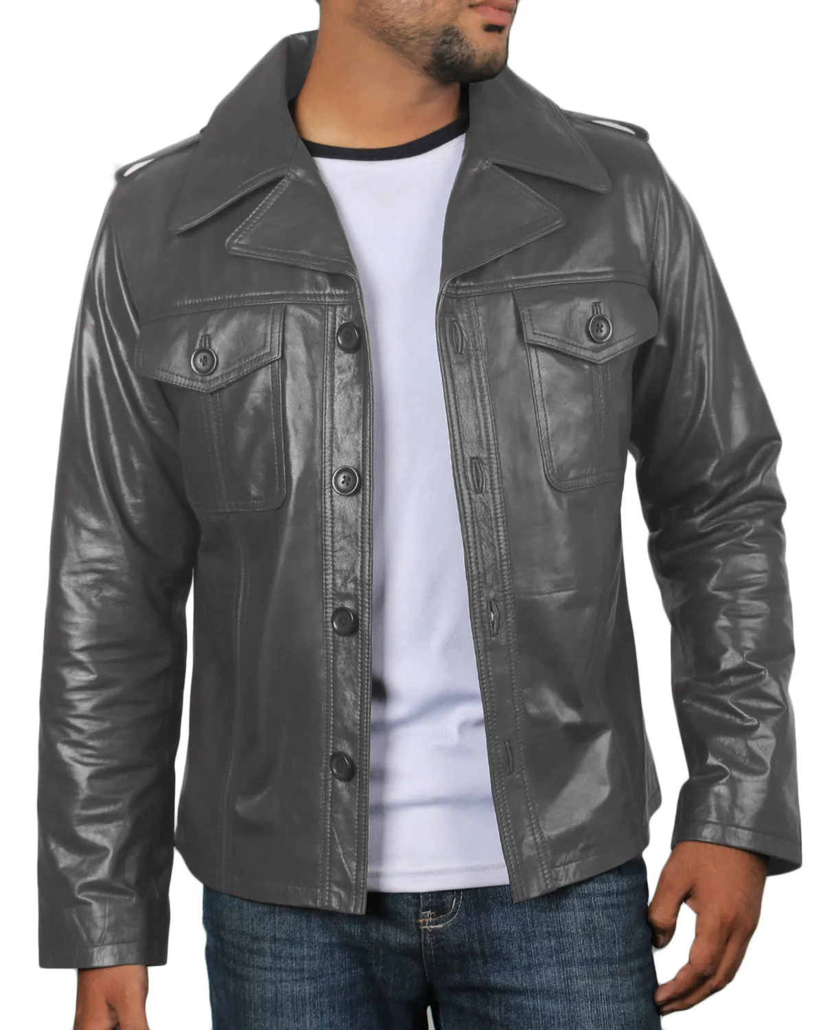 Leather Jackets Hub Mens Genuine Lambskin Leather Coat (Black, Regal Jacket) - 1501108
