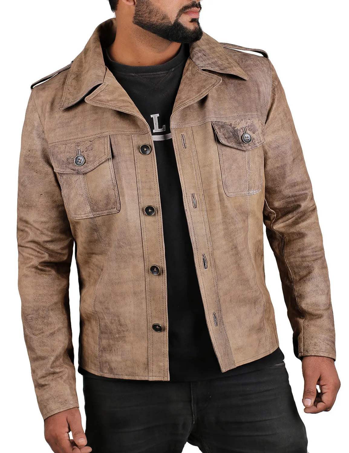 Leather Jackets Hub Mens Genuine Lambskin Leather Coat (Black, Regal Jacket) - 1501108