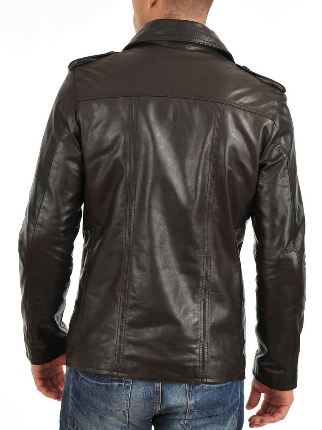 Leather Jackets Hub Mens Genuine Lambskin Leather Coat (Black, Regal Jacket) - 1501108