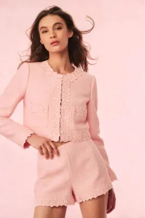 Leilana Tweed Cropped Jacket - Strawberry Spritz