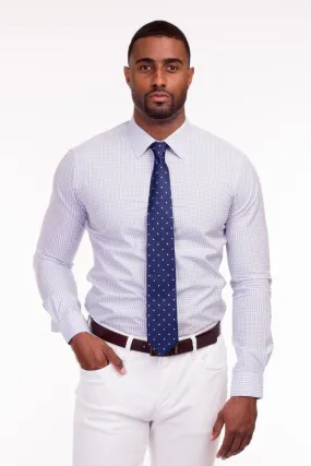 LIGHT BLUE CHECKED DRESS SHIRT