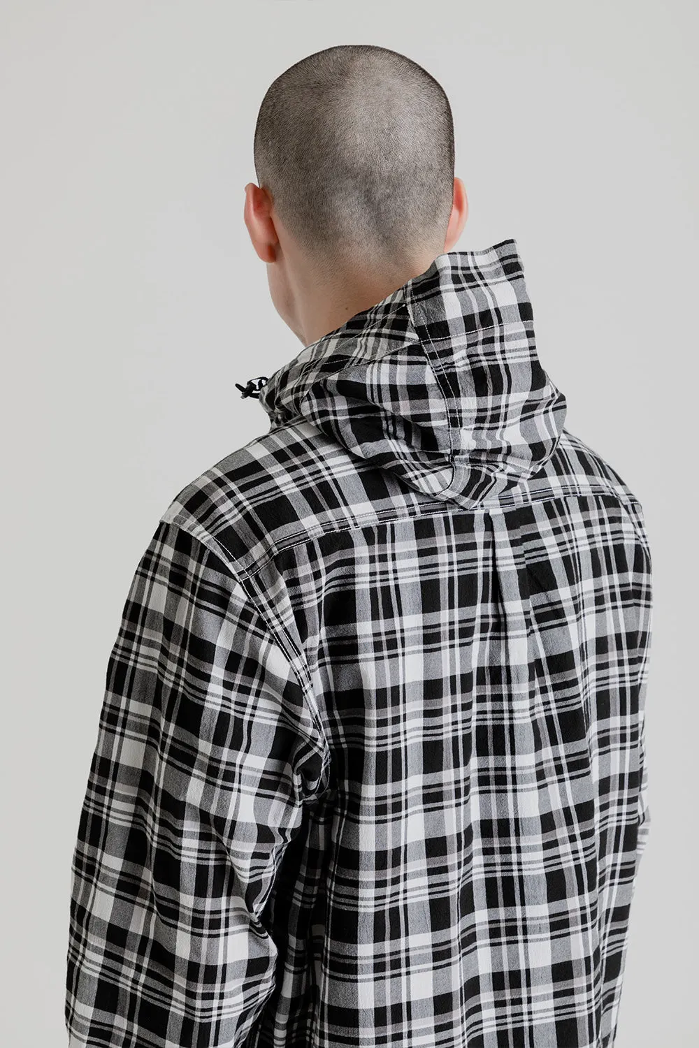Light Cotton Pullover Hoody - Black Check