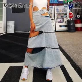 Loose Denim Skirt W/ Zipper