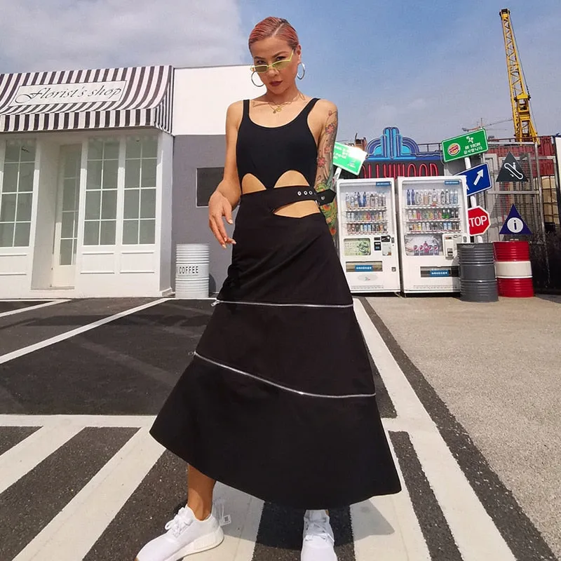 Loose Denim Skirt W/ Zipper