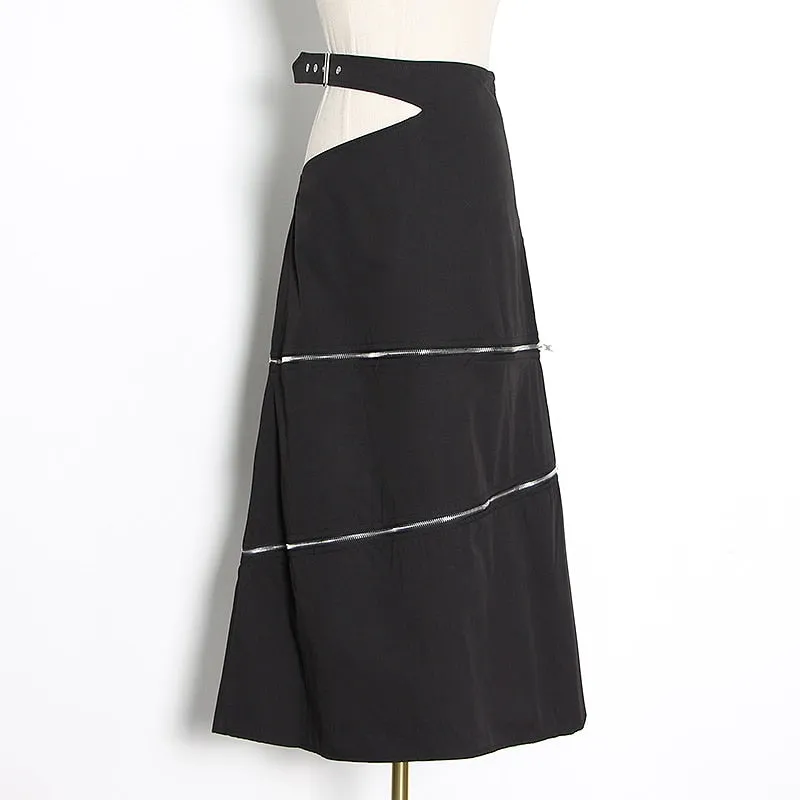 Loose Denim Skirt W/ Zipper