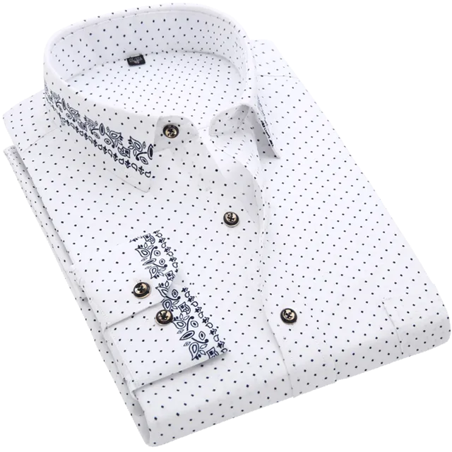 Men Long Sleeve Floral Plaid Dress Shirt