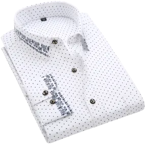 Men Long Sleeve Floral Plaid Dress Shirt