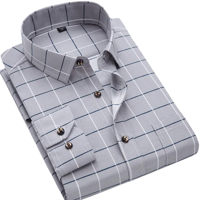 Men Long Sleeve Floral Plaid Dress Shirt