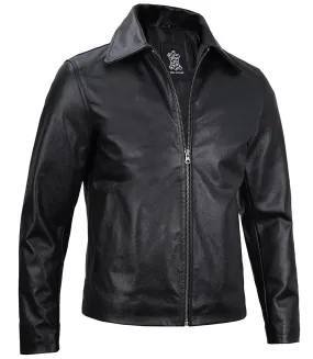 Men's Black Harrington Leather Cowhide Jacket - Classic Style, Premium Quality