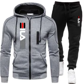 Men's Hooded Zipper Jacket Set