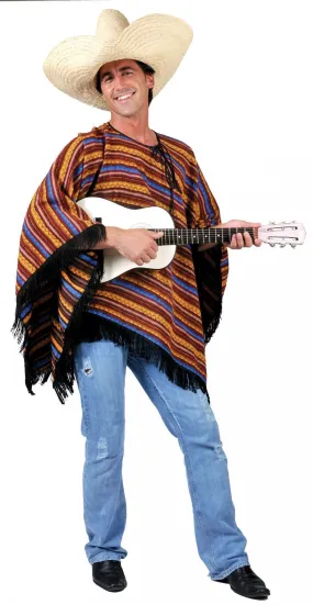 Mens Mexican Poncho Stripey Ff 54 Adult Costume Male Halloween