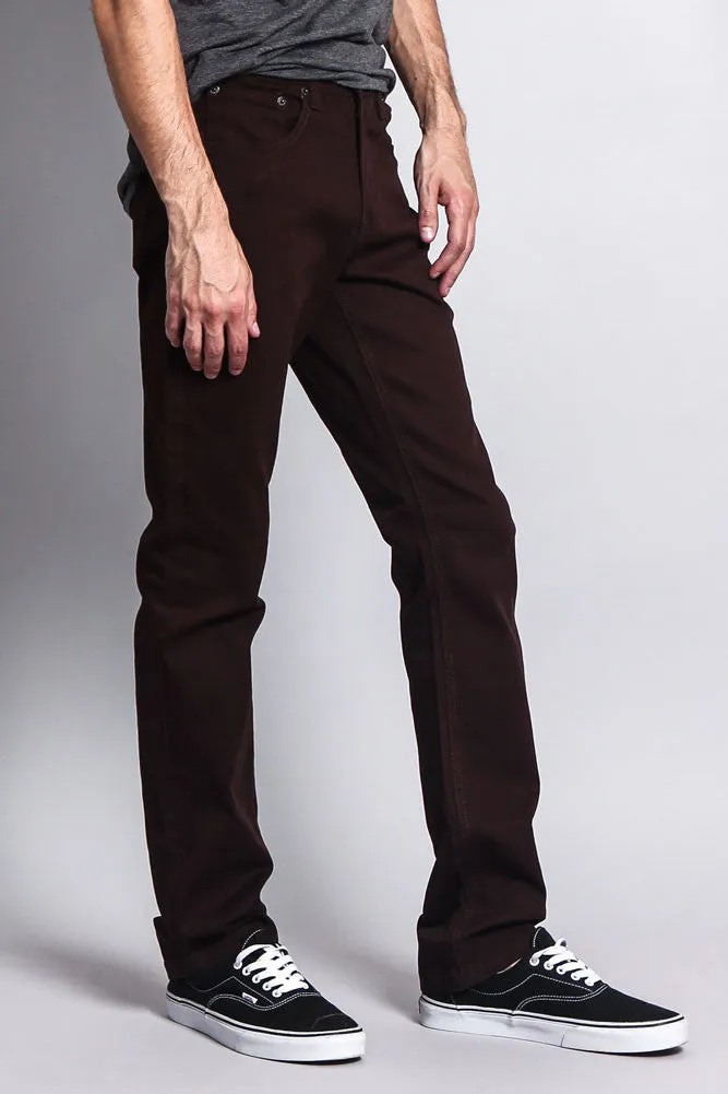 Men's Slim Fit Colored Jeans (Brown)