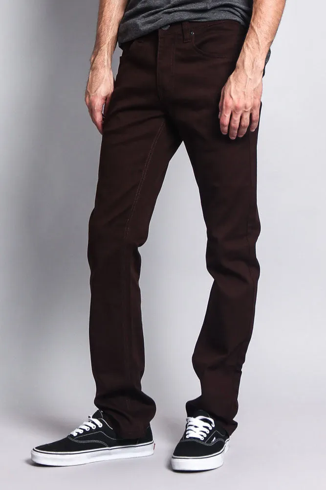 Men's Slim Fit Colored Jeans (Brown)