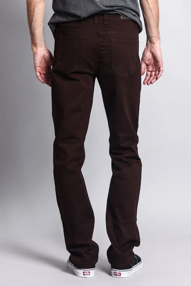 Men's Slim Fit Colored Jeans (Brown)