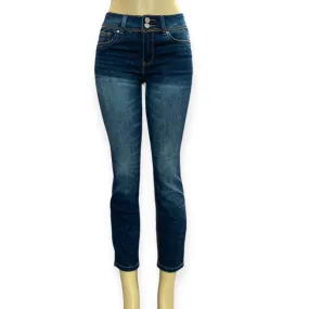 Mid Rise Denim Skinny Cropped Jeans