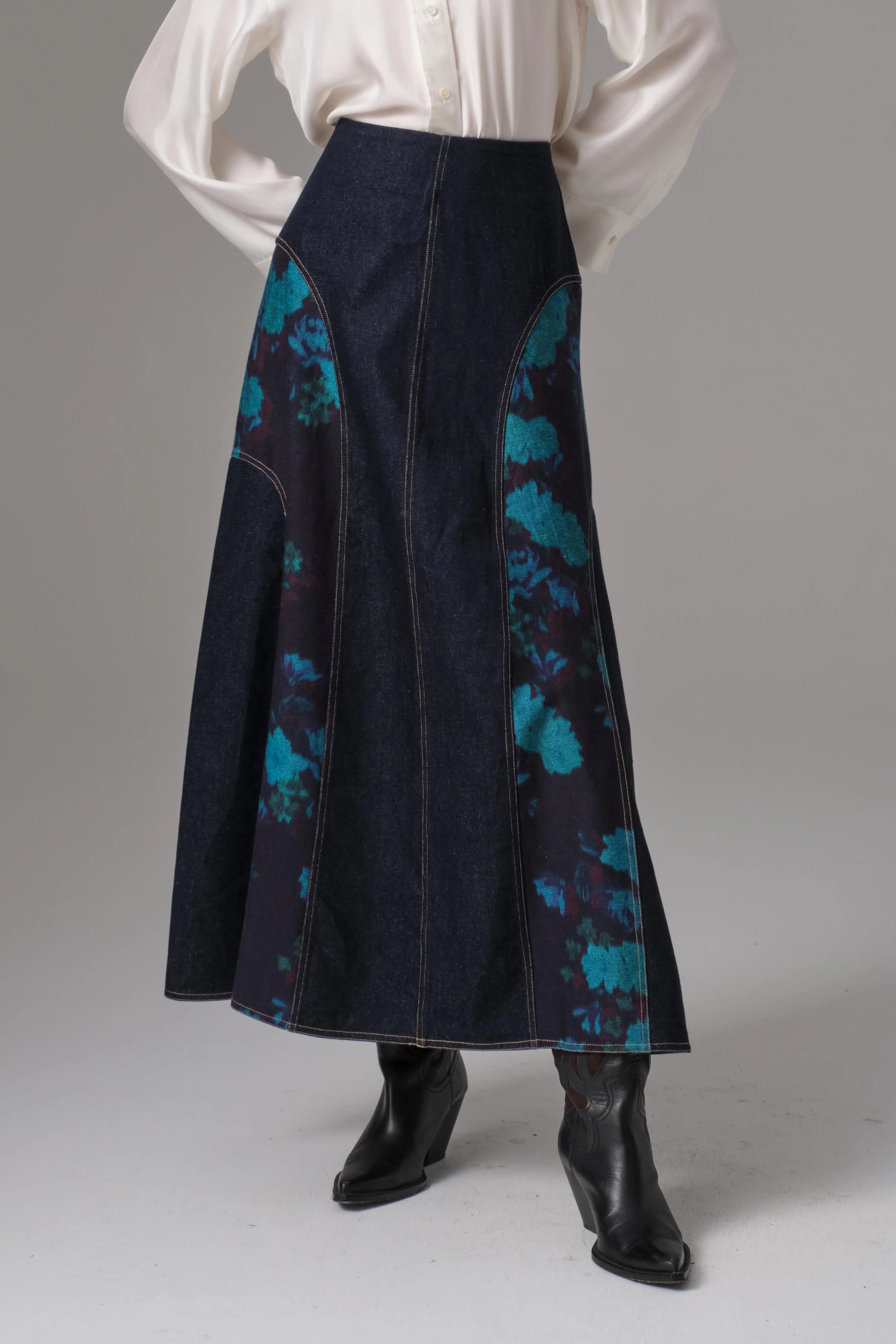 Mila Panelled Denim Skirt