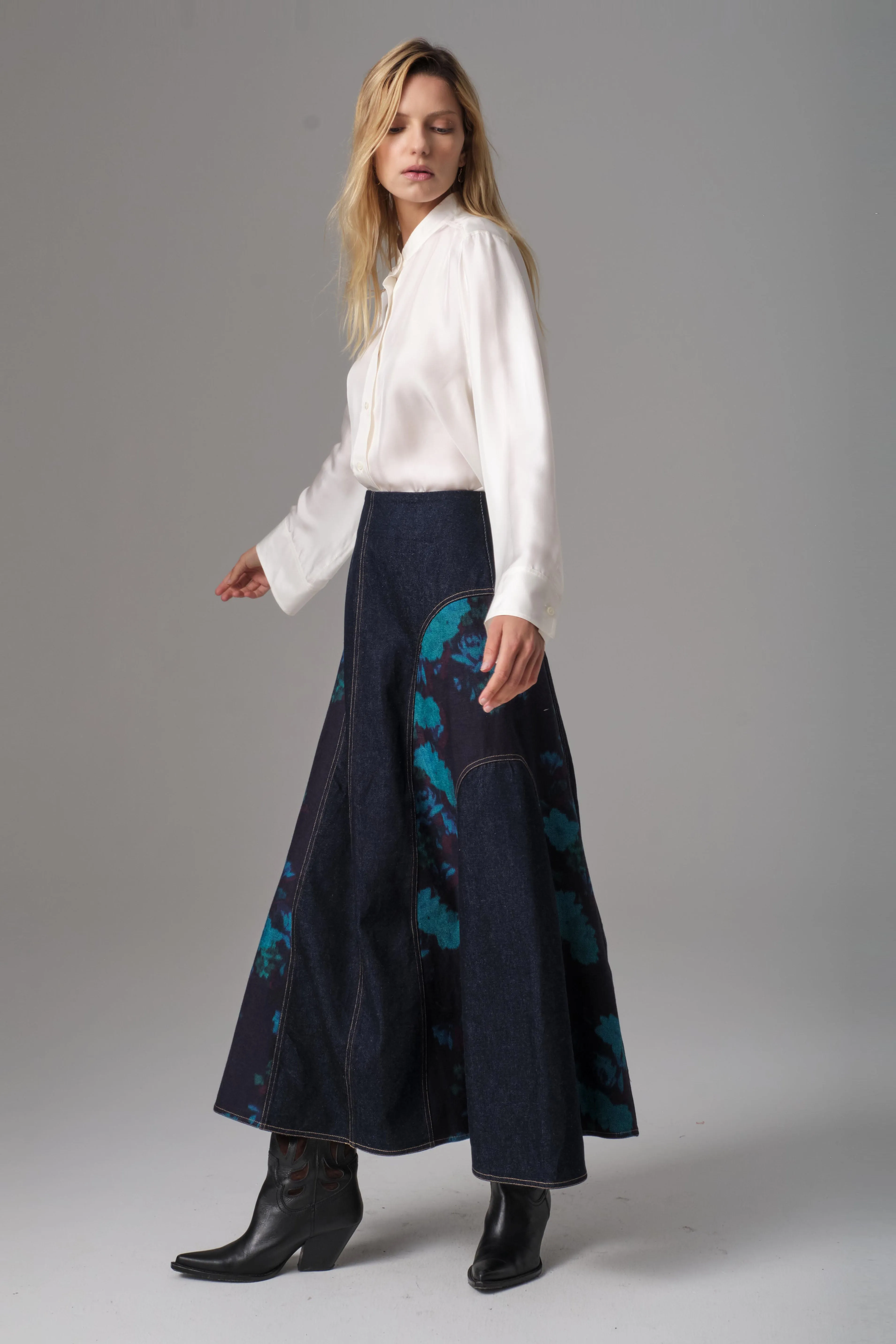 Mila Panelled Denim Skirt