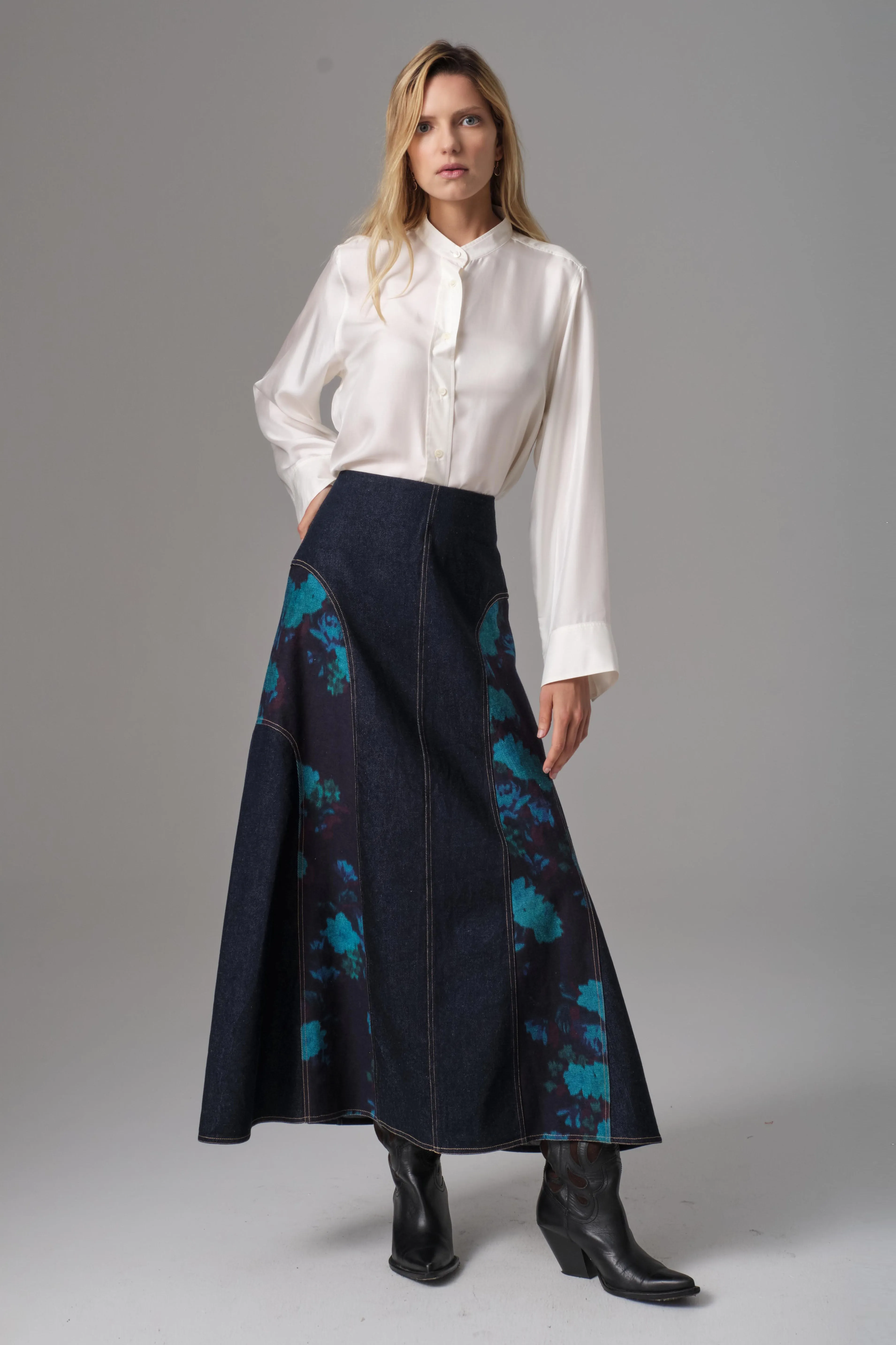 Mila Panelled Denim Skirt