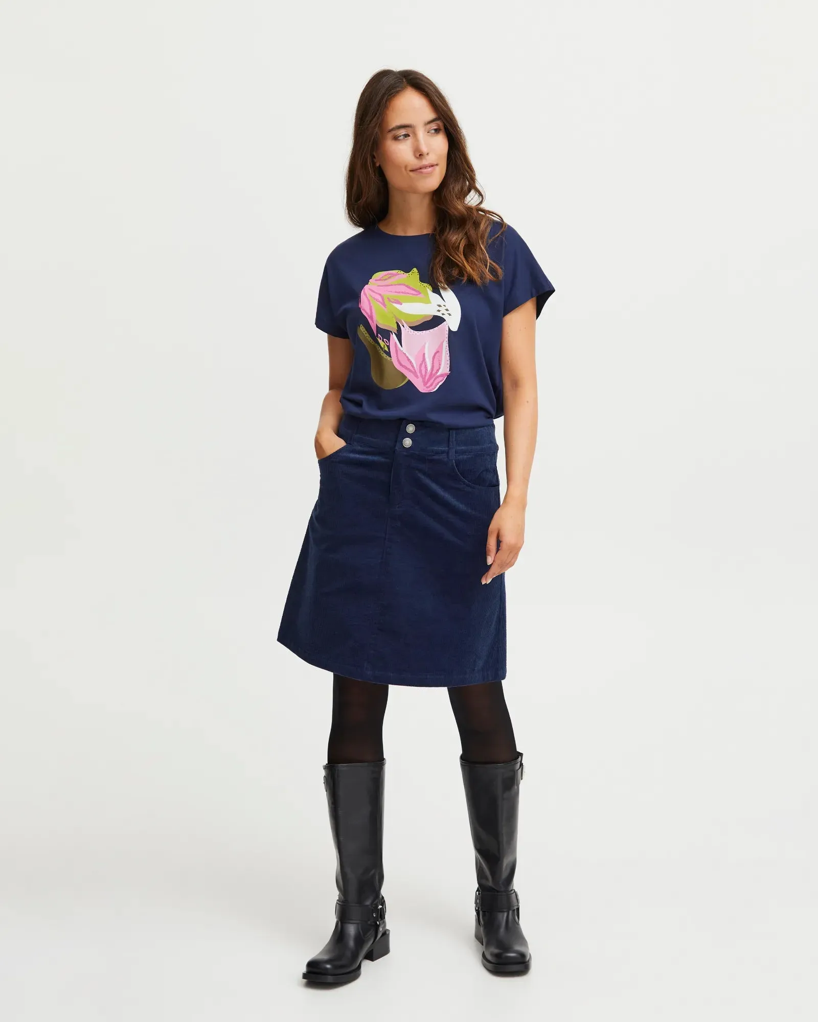 Mita Cord Skirt - Peacoat