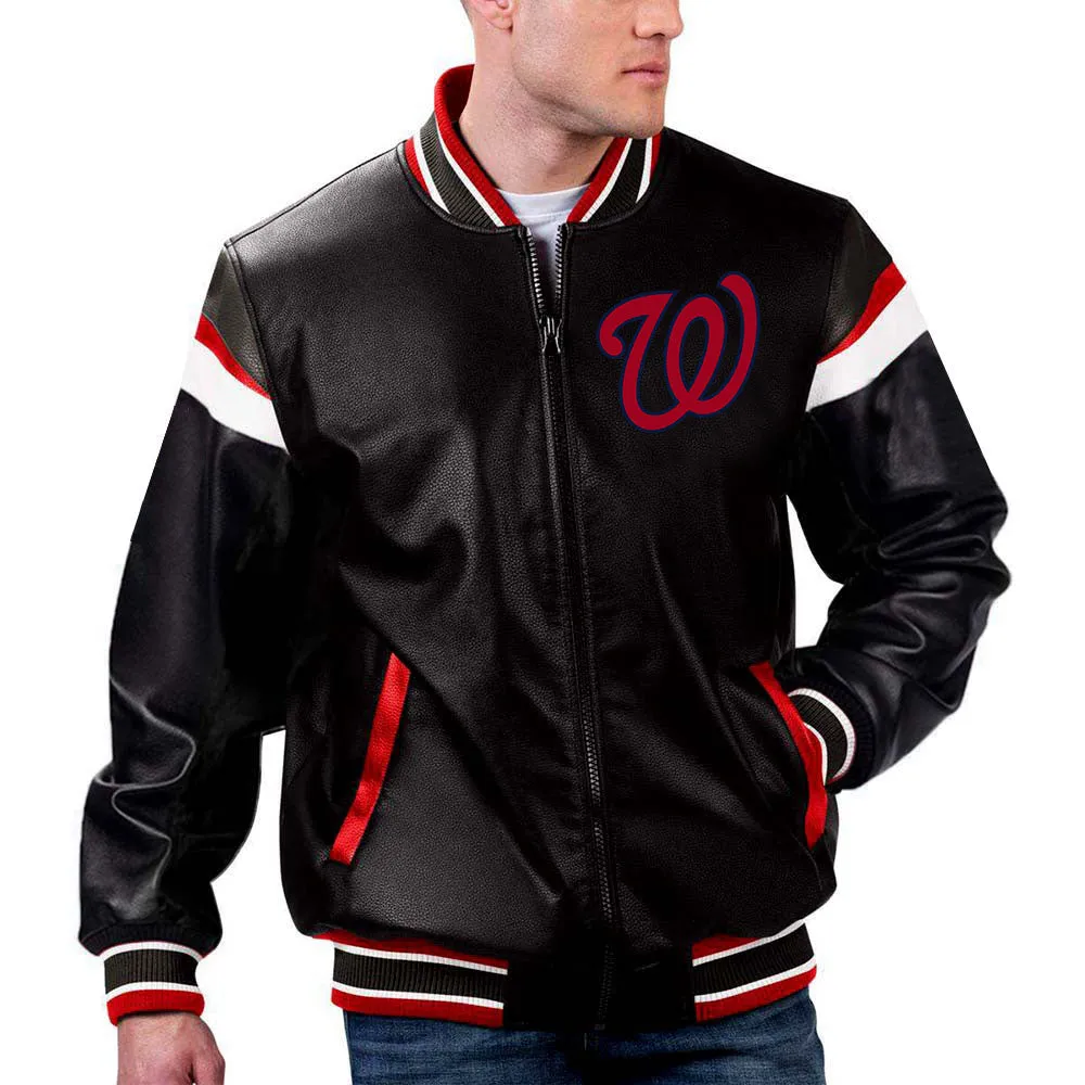 MLB Washington Nationals Leather Jacket For Men and Women