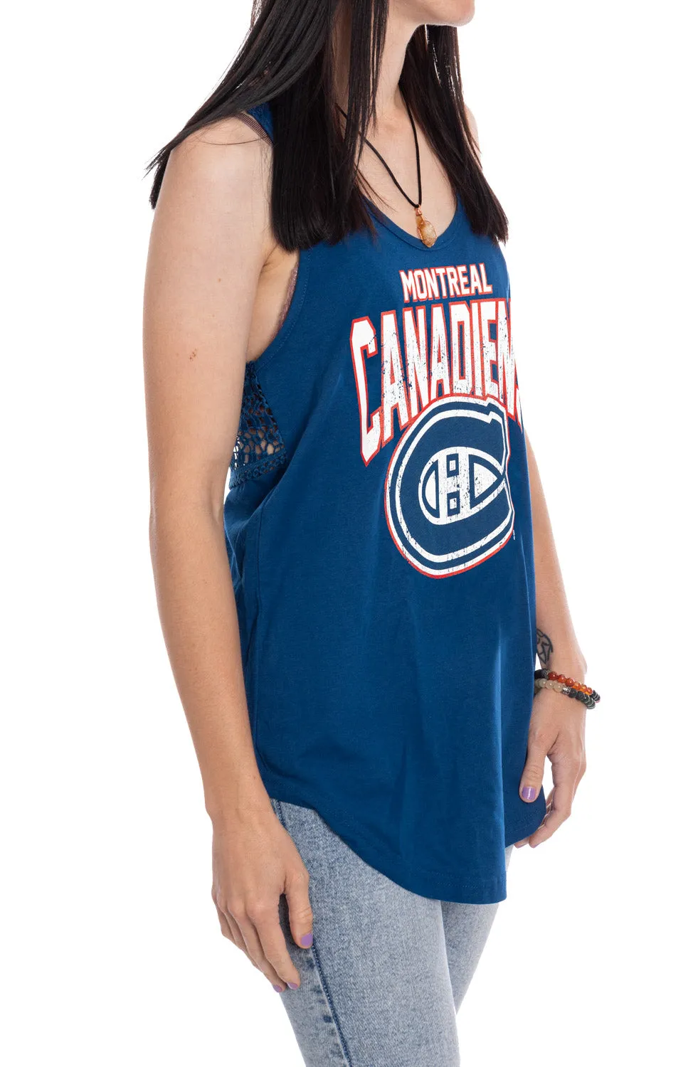 Montreal Canadiens Ladies "Distressed" Lace Flowy Tank Top