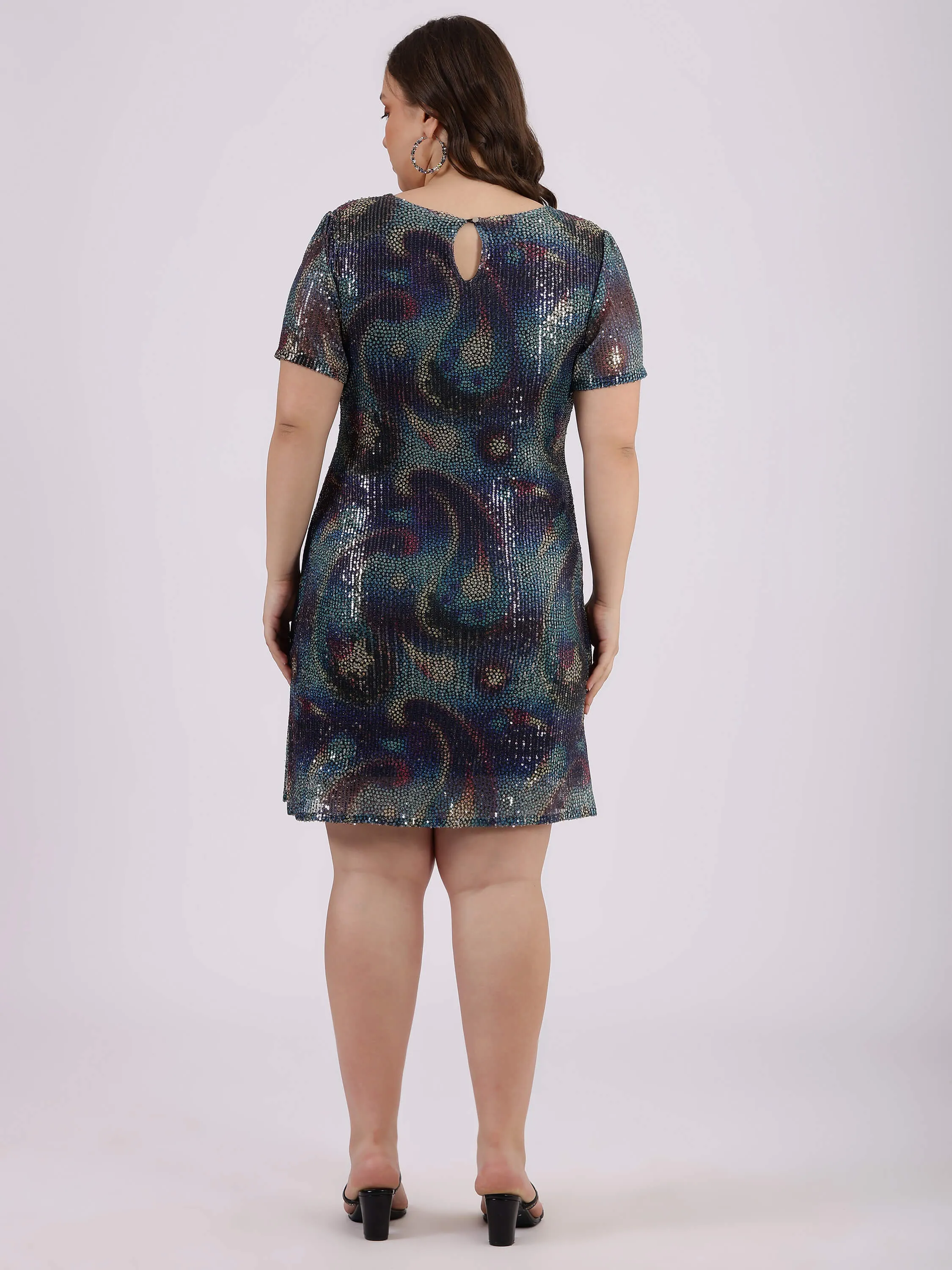 Multi Colour Sequin A-Line Party Dress