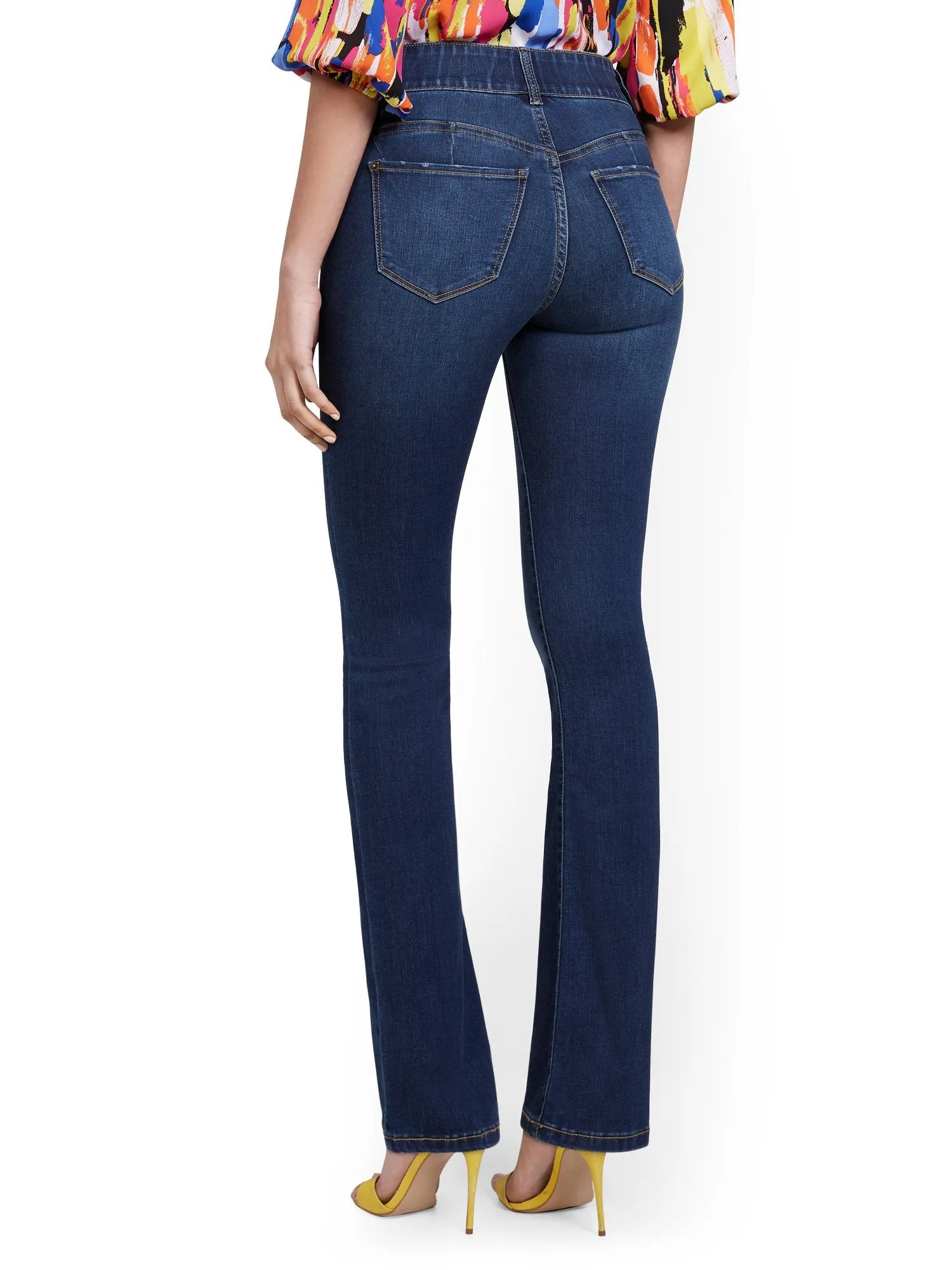 Mya Curvy High-Waisted Sculpting No Gap Barely Bootcut Jeans - Foxy Blue