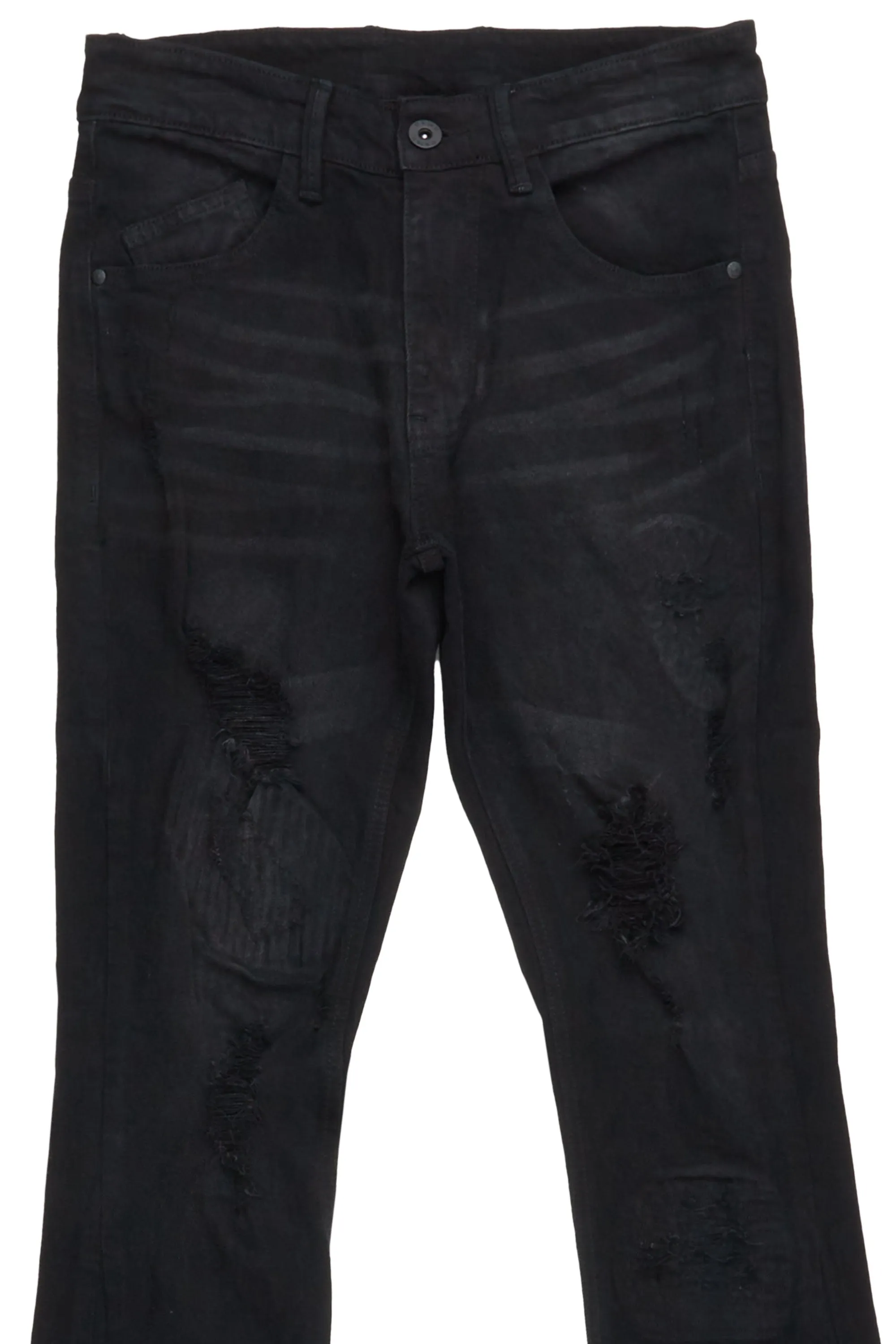 Mylo Jet Black Stacked Flare Jean