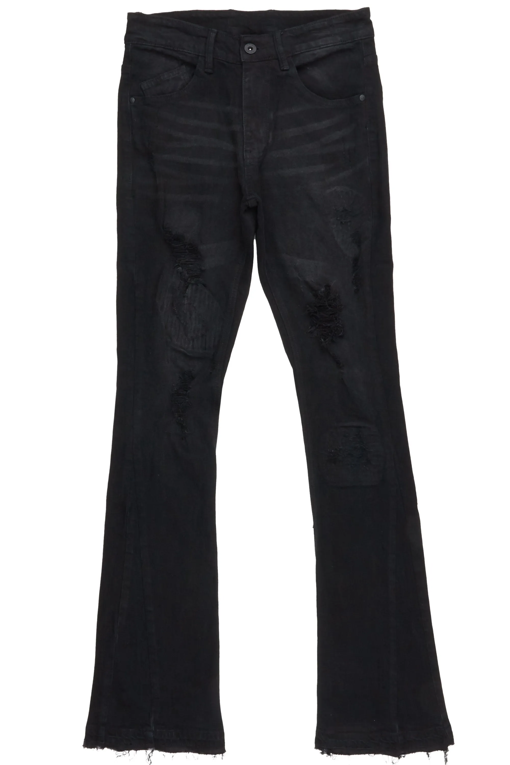 Mylo Jet Black Stacked Flare Jean