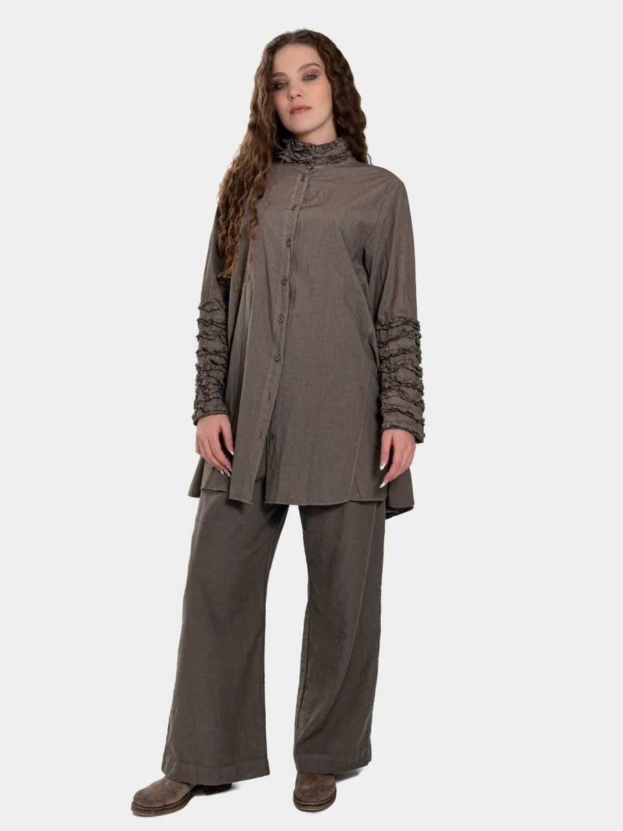 Neck and Sleeve Ruffle Blouse