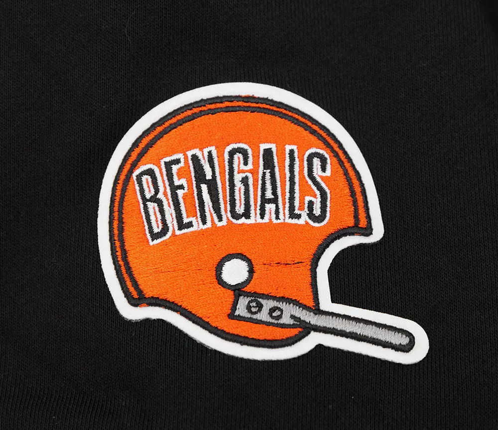NFL CINCINNATI BENGALS RETRO CLASSIC WOMEN'S RIB CROPPED PO HOODIE (BLACK/ORANGE)