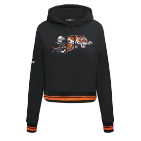 NFL CINCINNATI BENGALS RETRO CLASSIC WOMEN'S RIB CROPPED PO HOODIE (BLACK/ORANGE)