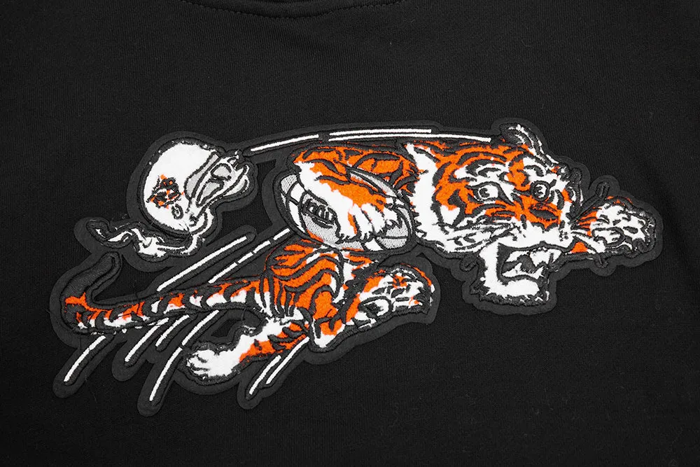 NFL CINCINNATI BENGALS RETRO CLASSIC WOMEN'S RIB CROPPED PO HOODIE (BLACK/ORANGE)