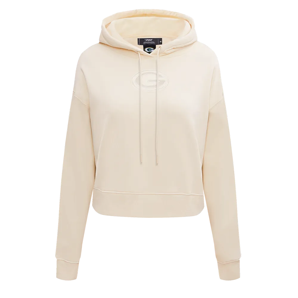 NFL GREEN BAY PACKERS NEUTRAL WOMEN'S CROPPED PO HOODIE (EGGSHELL)