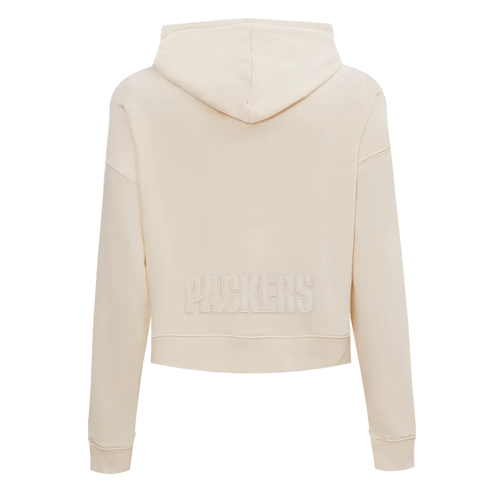 NFL GREEN BAY PACKERS NEUTRAL WOMEN'S CROPPED PO HOODIE (EGGSHELL)