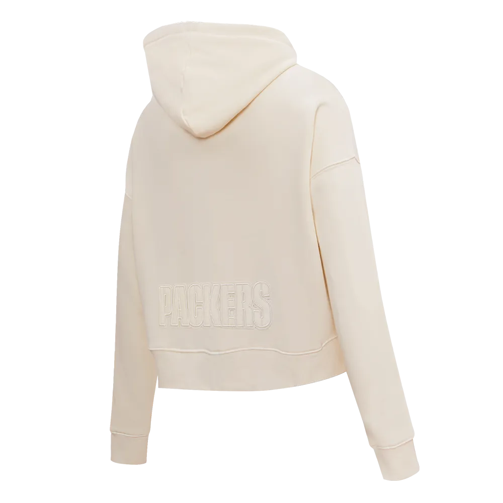 NFL GREEN BAY PACKERS NEUTRAL WOMEN'S CROPPED PO HOODIE (EGGSHELL)