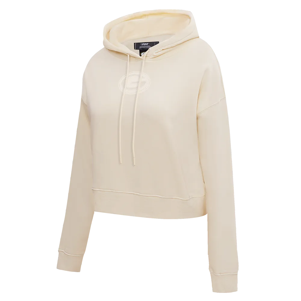 NFL GREEN BAY PACKERS NEUTRAL WOMEN'S CROPPED PO HOODIE (EGGSHELL)