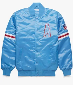 NFL Houston Oilers Light Blue Satin Jacket | NFL SATIN JACKET