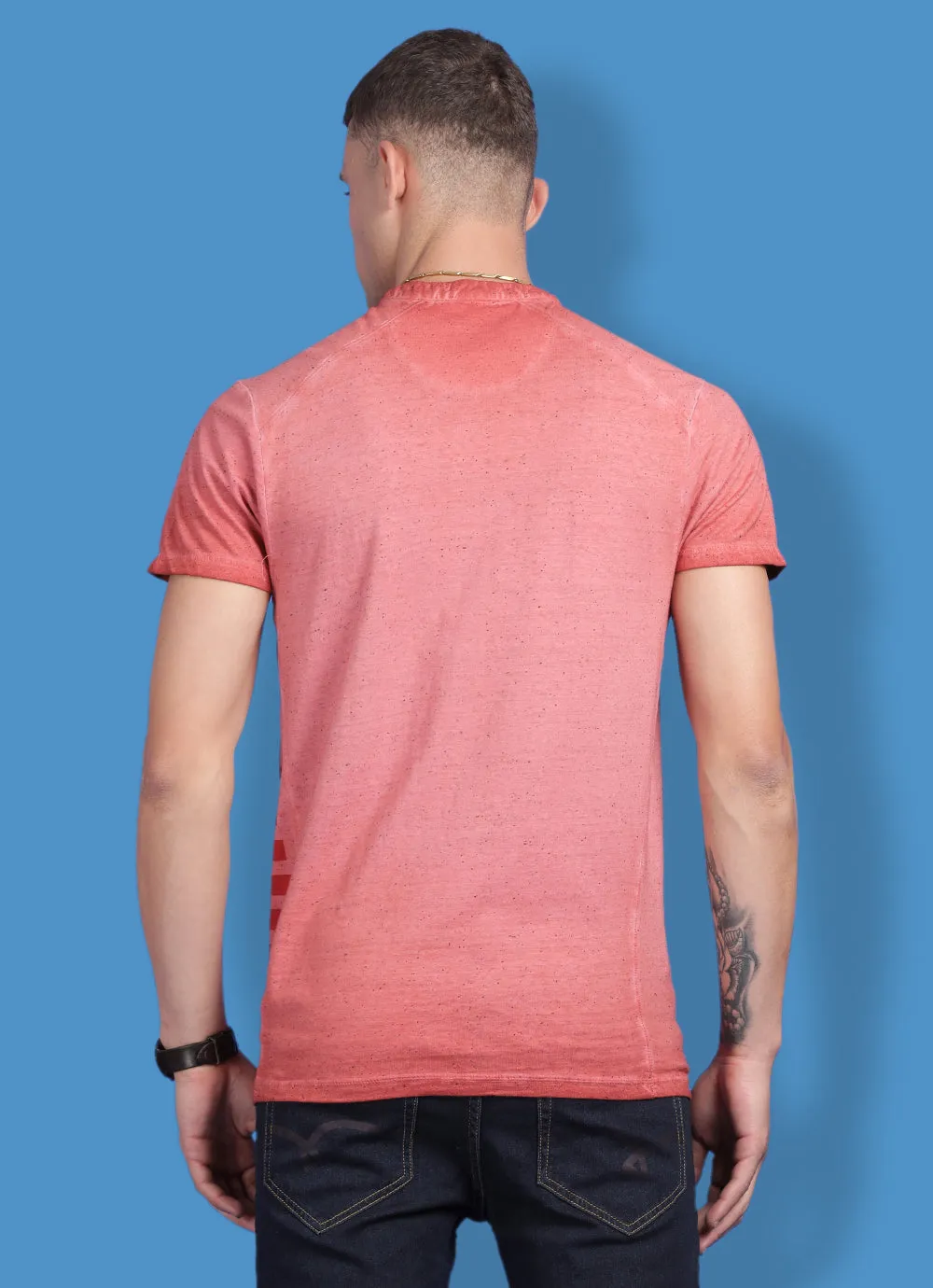Orange Cotton  Henley Tshirt
