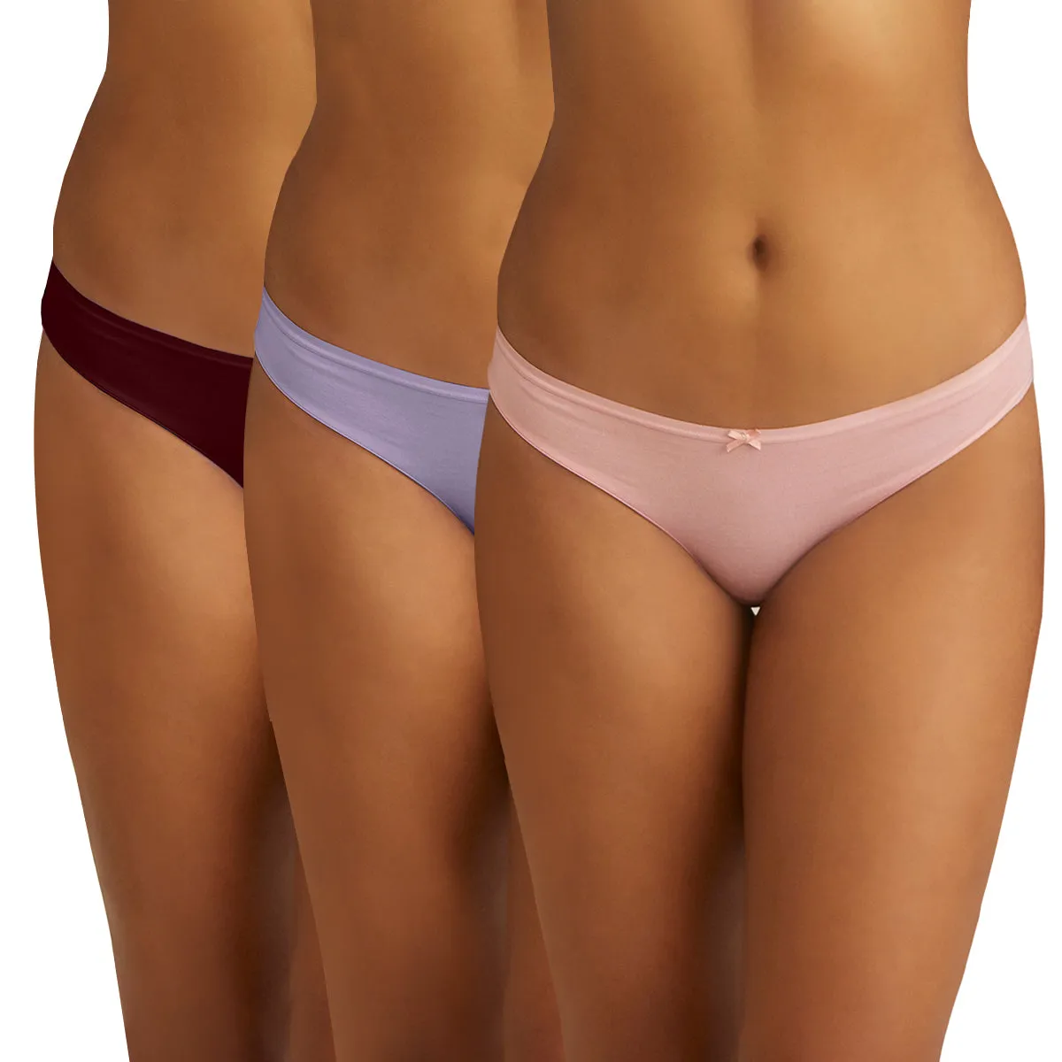 Pack of 3 Soft stretch cotton Low rise Bikini with full rear coverage-NYP170-Multi-Color