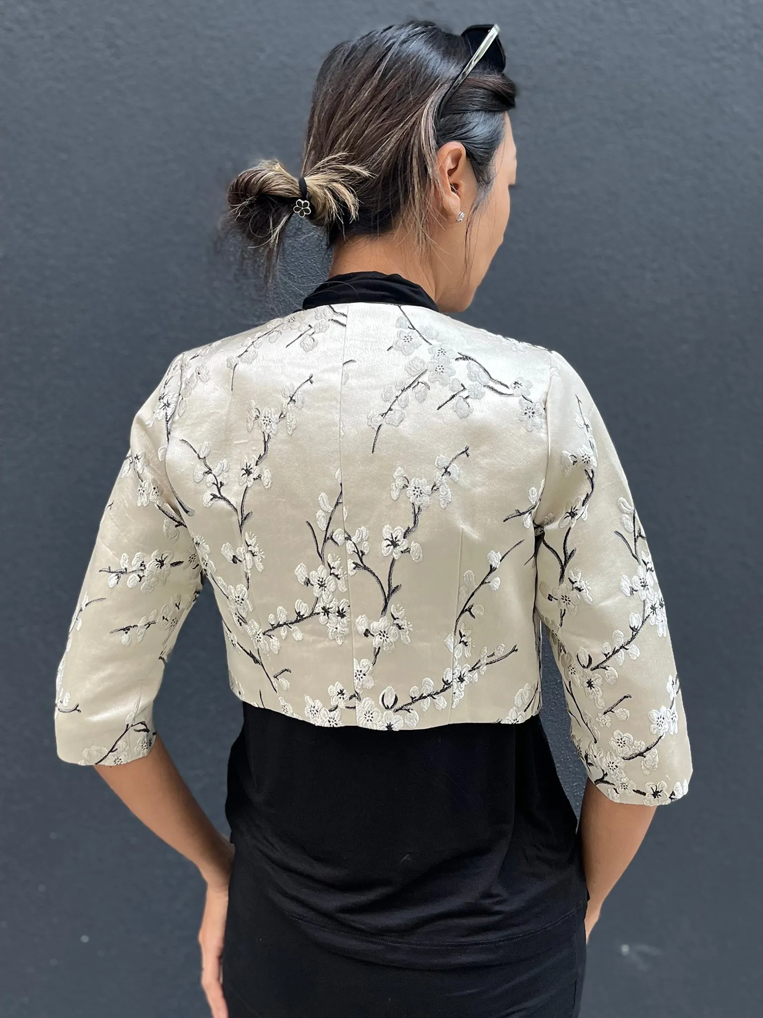 PALMER Plum Brocade QRT Slv Cropped Jkt