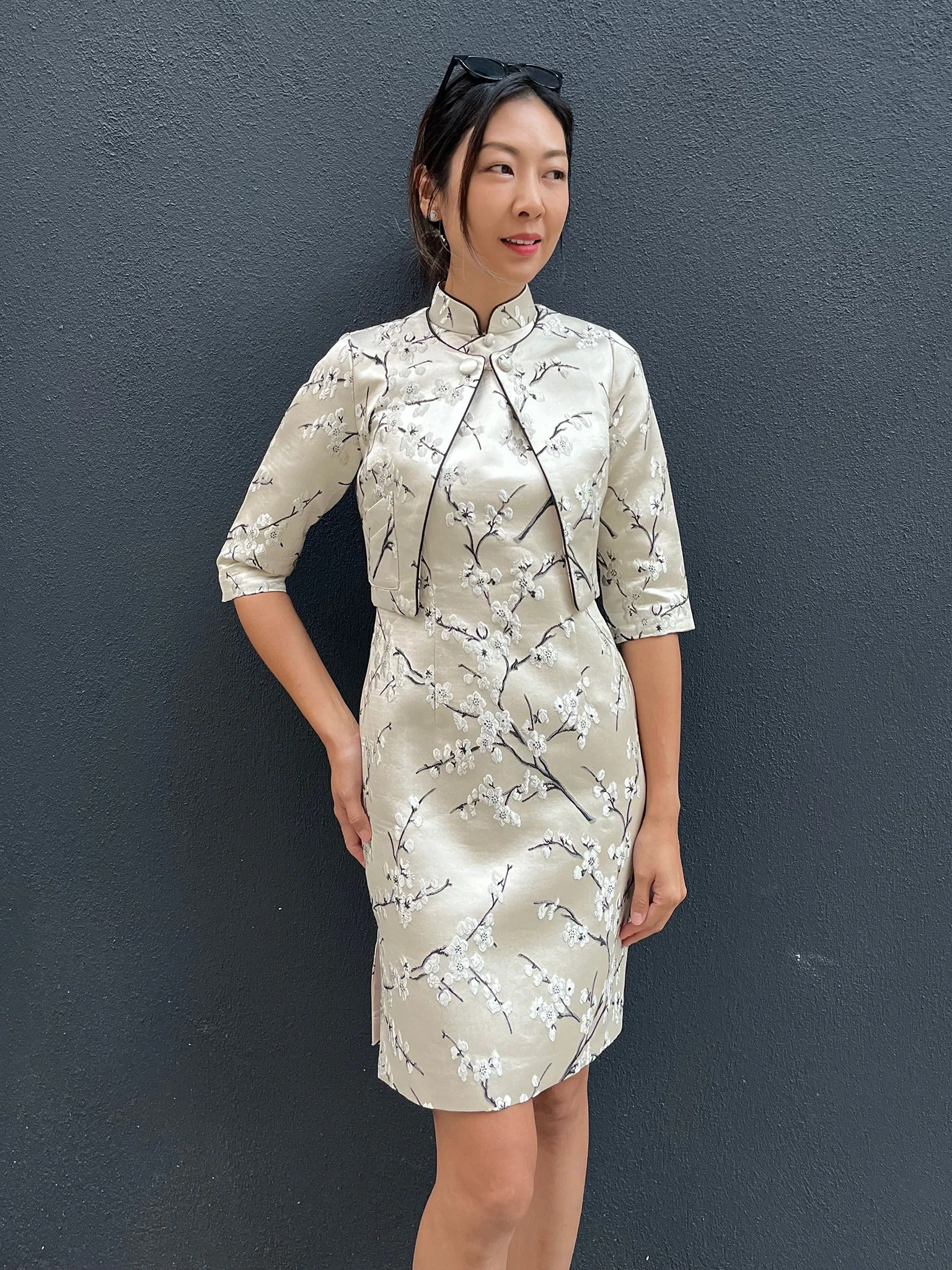 PALMER Plum Brocade QRT Slv Cropped Jkt