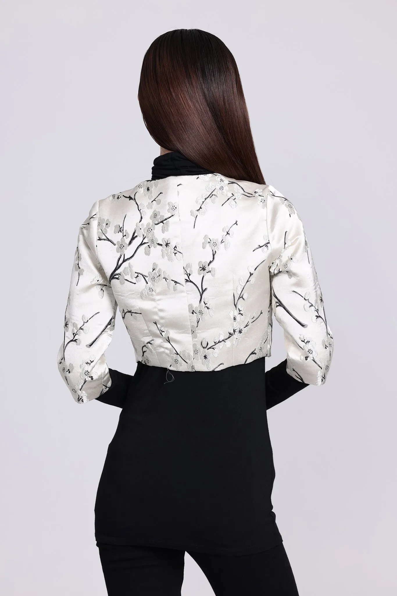 PALMER Plum Brocade QRT Slv Cropped Jkt
