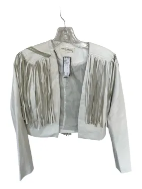Pants Store Size M White Vegan Leather Fringe Cropped Jacket