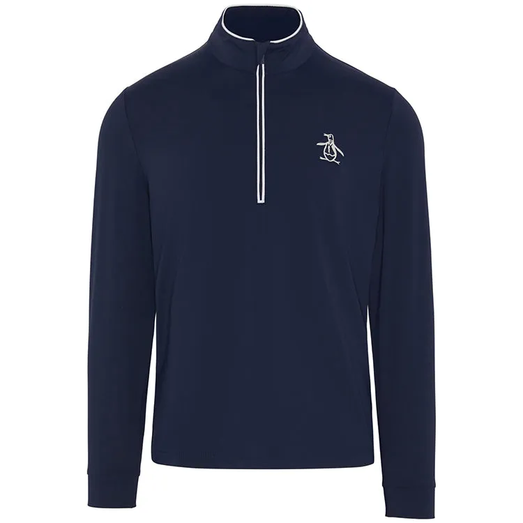 Penguin Long Sleeve Technical Earl 1/4 Zip Golf Pullover - Black Iris