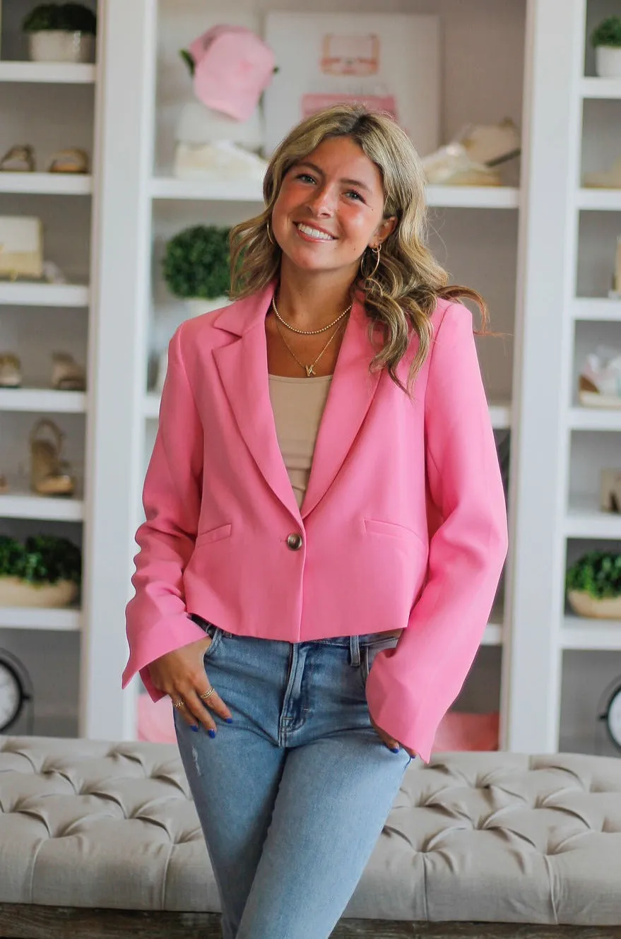 Pink Crop Blazer