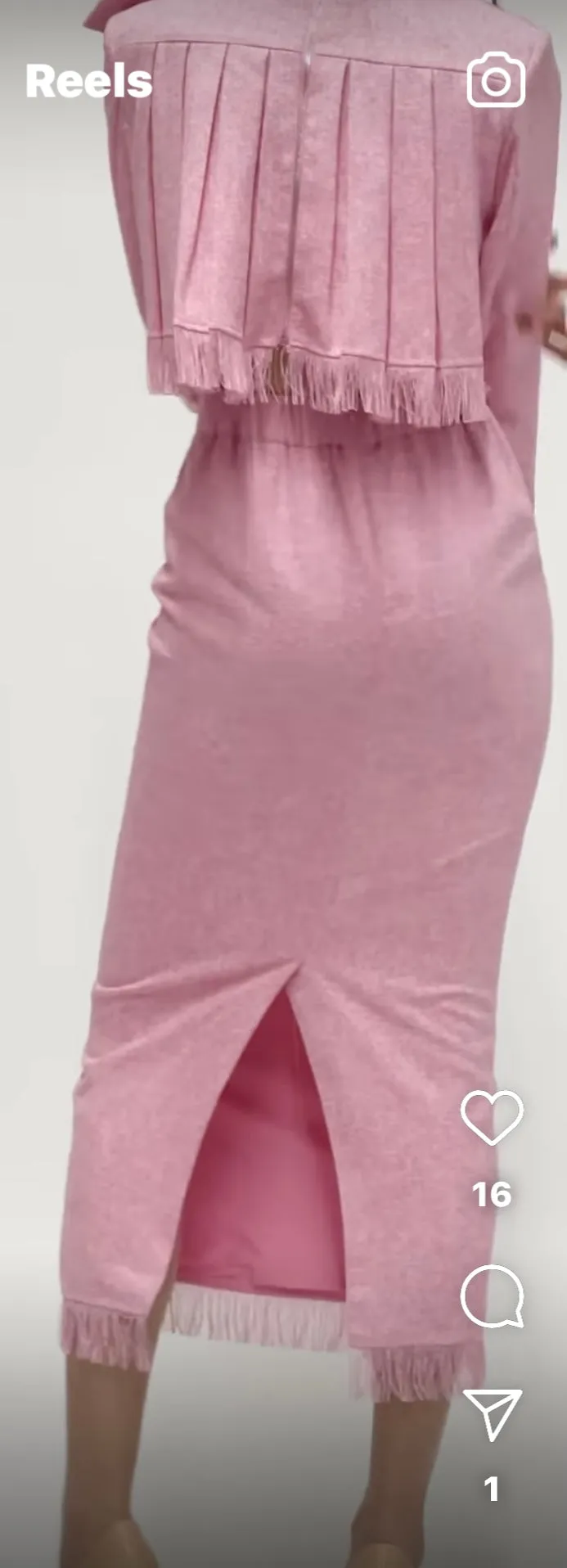 Pink Two Piece Skirt and Bow Jacket Set