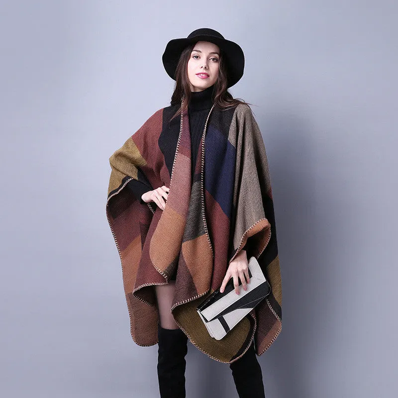 Plaid Blanket Poncho